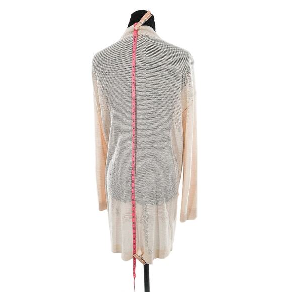 Polo Ralph Lauren Open Front Cardigan Drape Loose Knit Linen Medium Cream - Picture 7 of 12